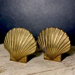 Brass Seashell Bookends